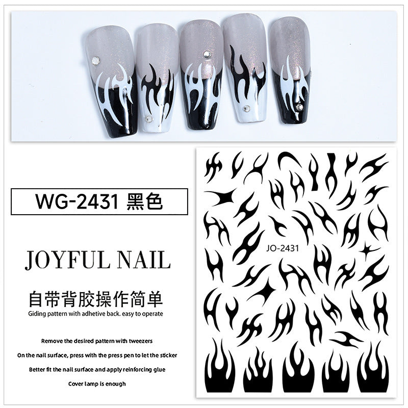 Wholesale Net red thorn flame  decorations small pattern black and white stickers